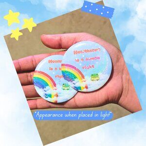 Handmade | Iridescent Sparkle Healthcare Is A Human Right Pin / Button Emo Y2K